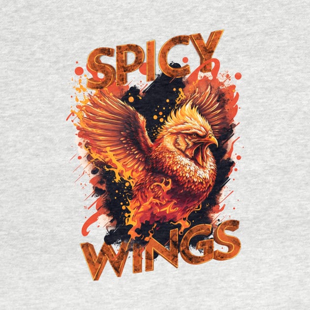 SPICY WINGS (WHITE SHIRT) by TreemanMorse